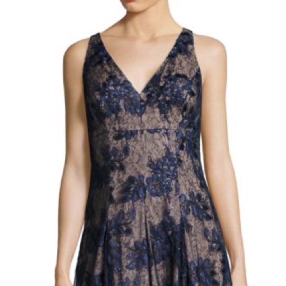 Brand New Aidan Mattox Blue Lace Gown